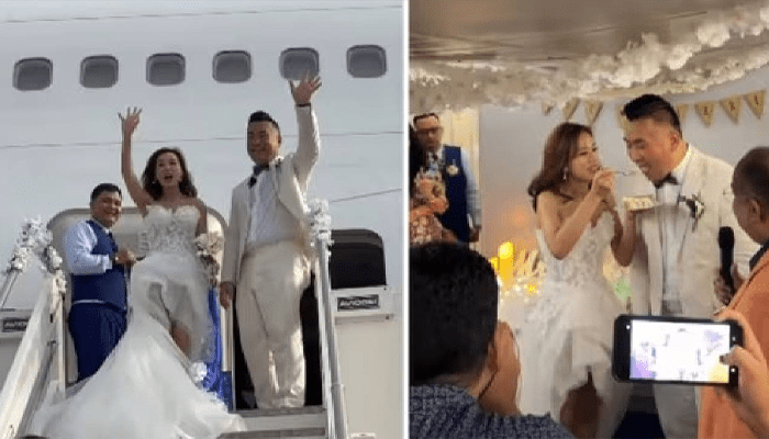 ಸಾವಿರಾರು ಅಡಿ ಎತ್ತರದಲ್ಲಿ ದಾಂಪತ್ಯ ಜೀವನಕ್ಕೆ ಕಾಲಿಟ್ಟ ಜೋಡಿ!