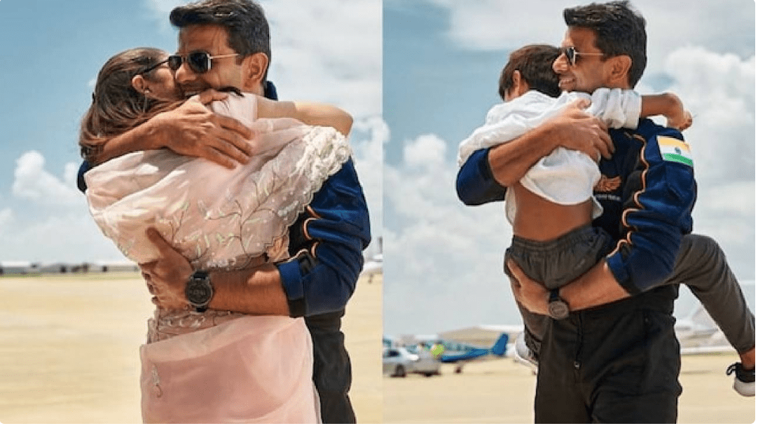 2  ತಿಂಗಳ ಬಳಿಕ ಭೇಟಿ – ಹೆಂಡತಿಗೆ, ಮಗನಿಗೆ ಪ್ರೀತಿಯ ಅಪ್ಪುಗೆ ಕೊಟ್ಟ ಶುಭಾಂಶು ಶುಕ್ಲಾ