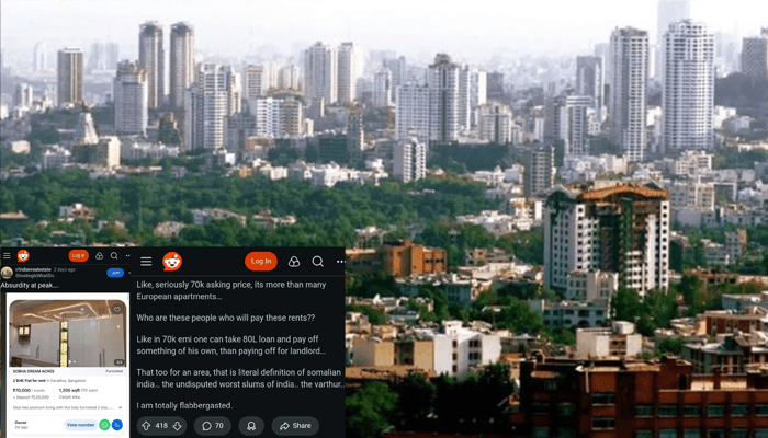 ಸಿಲಿಕಾನ್‌ ಸಿಟಿ ಬೆಂಗಳೂರು ಬಲು ದುಬಾರಿ! – 2BHK ಮನೆಯ ತಿಂಗಳ ಬಾಡಿಗೆ 70,000!