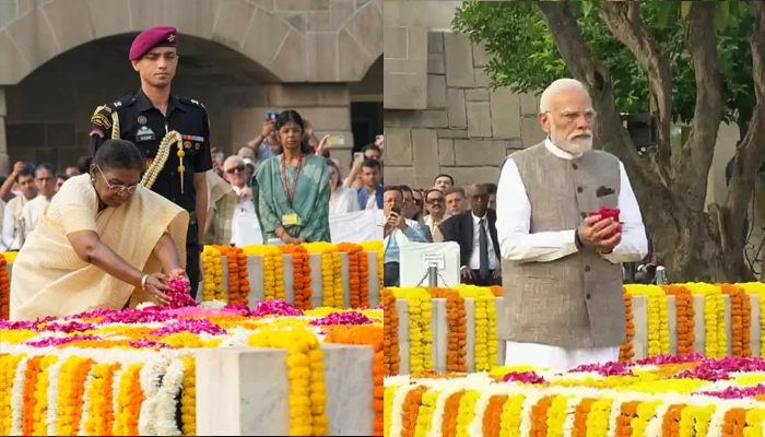 ಮಹಾತ್ಮ ಗಾಂಧಿ, ಲಾಲ್ ಬಹದ್ದೂರ್ ಶಾಸ್ತ್ರಿ ಜಯಂತಿ – ರಾಷ್ಟ್ರಪತಿ ಮುರ್ಮು, ಪ್ರಧಾನಿ ಮೋದಿ ಗೌರವಾರ್ಪಣೆ