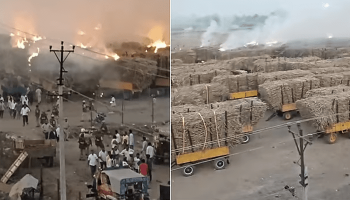 ಪ್ರತಿಭಟನೆ ವೇಳೆ ಕಬ್ಬಿನ ಟ್ರ್ಯಾಕ್ಟರ್‌ಗೆ ಬೆಂಕಿ ಹಚ್ಚಿದ ಪ್ರಕರಣ – 10 ರೈತರು ವಶಕ್ಕೆ