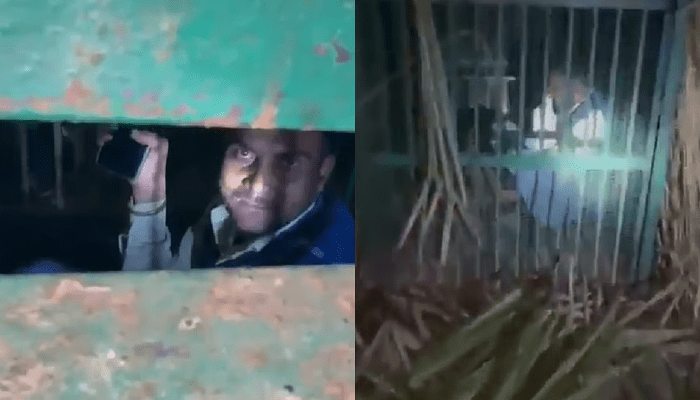 ಚಿರತೆ ಸೆರೆ ಹಿಡಿಯಲು ಇಟ್ಟಿದ್ದ ಮೇಕೆ ಕದಿಯಲು ಹೋಗಿ ಬೋನಿನಲ್ಲಿ ಬಂಧಿಯಾದ ವ್ಯಕ್ತಿ!