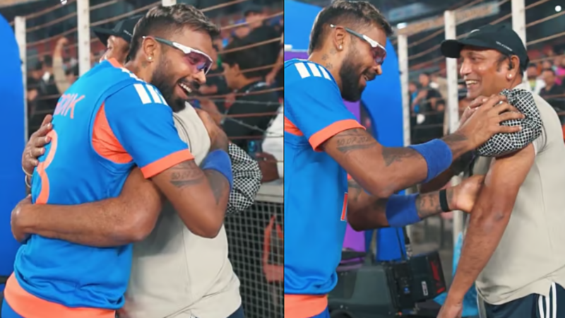 ಪಾಂಡ್ಯ ಸಿಡಿಸಿದ ಸಿಕ್ಸ್‌ನಿಂದ ಕ್ಯಾಮರಾಮ್ಯಾನ್‌ಗೆ ಗಾಯ  – ಓಡಿ ಹೋಗಿ ತಬ್ಬಿ ಕ್ಷಮೆ ಕೇಳಿದ ಹಾರ್ದಿಕ್‌