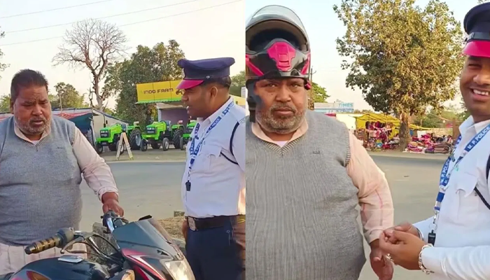 ಹೆಲ್ಮೆಟ್‌ ಹಾಕದೇ ಬೈಕ್‌ ಓಡಿಸಿದ ವ್ಯಕ್ತಿ! – ಬೈಕ್‌ ಸವಾರನ ಕಾರಣ ಕೇಳಿ ಬಿದ್ದು, ಬಿದ್ದು ನಕ್ಕ ಪೊಲೀಸರು!