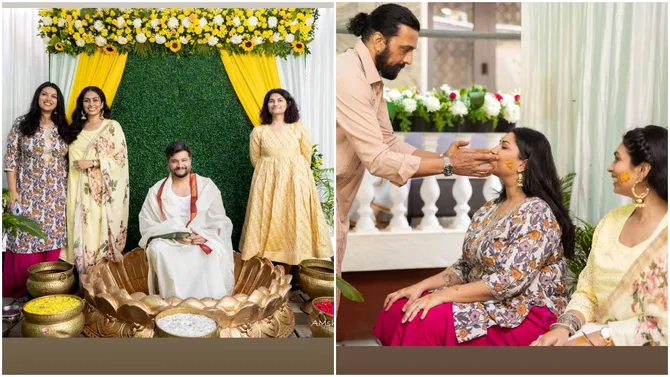 ಸಾನ್ವಿ ಕೆನ್ನೆಗೆ ಅರಿಶಿನ ಹಚ್ಚಿದ ಕಿಚ್ಚ ಸುದೀಪ್ – ಅಪ್ಪನ ಕಣ್ಣಲ್ಲಿ ಮಗಳ ಸಂಭ್ರಮ