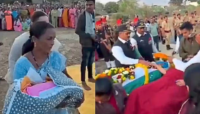 ಪತ್ನಿ ಹೆರಿಗೆಗಾಗಿ ಬರುವಾಗ ಸೈನಿಕನ ದುರಂತ ಅಂತ್ಯ! – ಮಗು ಜೊತೆ ಸ್ಟ್ರೆಚರ್‌ನಲ್ಲೇ ಬಂದು ಪತ್ನಿ ಅಂತಿಮನಮನ