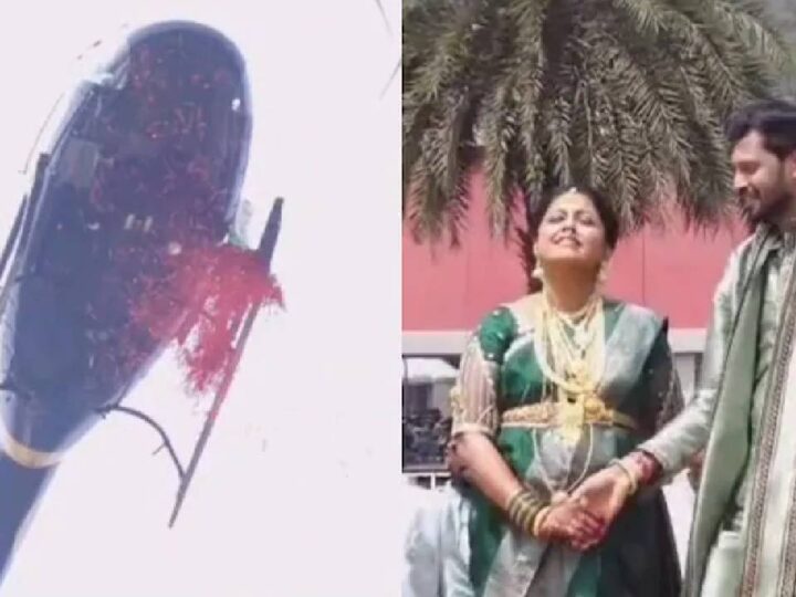 ಸೀಮಂತದ ದಿನ ಹೆಂಡತಿಗೆ ಗಂಡನ ಸರ್‌ಪ್ರೈಸ್‌ – ಹೆಲಿಕಾಪ್ಟರ್‌ನಿಂದ ಹೂವಿನ ಸುರಿಮಳೆ