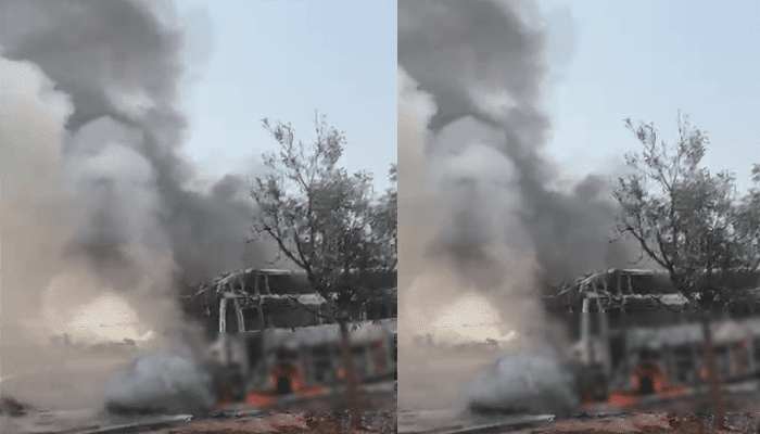 ಖಾಸಗಿ ಬಸ್‌ ಮತ್ತು ಕಾರಿನ ಮಧ್ಯೆ ಭೀಕರ ಅಪಘಾತ! – ಇಬ್ಬರು ಮಕ್ಕಳು ಸೇರಿ 6 ಮಂದಿ ಸಜೀವ ದಹನ!