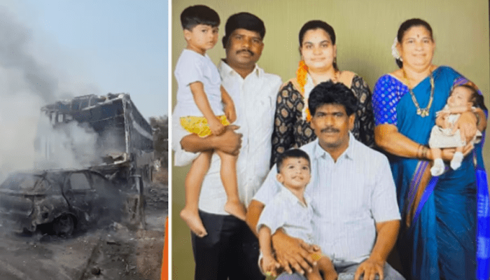 ಖಾಸಗಿ ಬಸ್​ & ಕಾರು ಅಪಘಾತದಲ್ಲಿ ಮೃತಪಟ್ಟವರ ಗುರುತು ಪತ್ತೆ! –ಒಂದೇ ಕುಟುಂಬದ 6 ಮಂದಿ ಸಾವು!   
