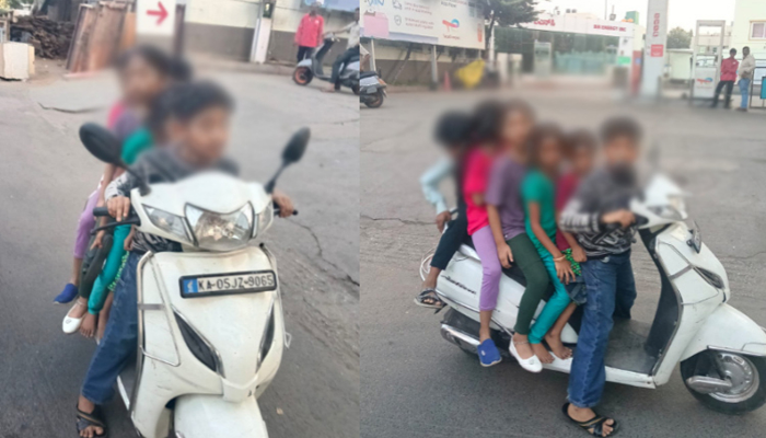 ಒಂದೇ ಸ್ಕೂಟರ್‌ನಲ್ಲಿ ಆರು ಅಪ್ರಾಪ್ತರ ರೈಡ್!‌ – ಆಮೇಲೆ ಏನಾಯ್ತು?