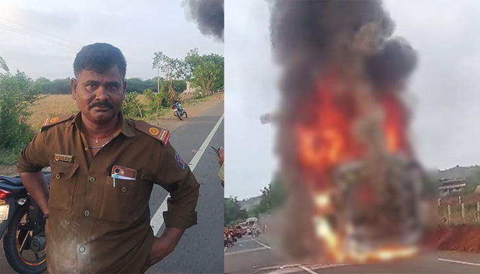 17 ಮಂದಿ ಪ್ರಯಾಣಿಸುತ್ತಿದ್ದ ಪಲ್ಲಕ್ಕಿ ಬಸ್‌ನಲ್ಲಿ ಅಗ್ನಿ ಅವಘಡ – ಬೆಂಕಿ ಕೆನ್ನಾಲಿಗೆ ಕೆಎಸ್‌ಆರ್‌ಟಿಸಿ ಬಸ್‌ ಸುಟ್ಟು ಭಸ್ಮ!  
